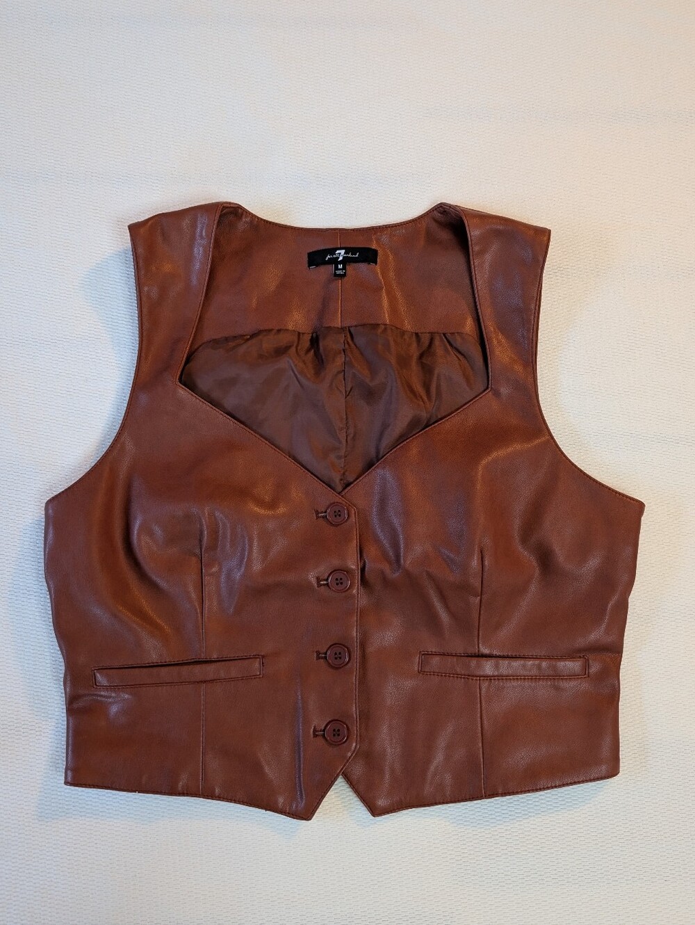 7 For All Mankind Chestnut Faux Leather Vest Size M